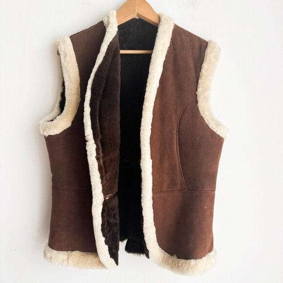 Vintage sheepskin Shearling Classic Vest M - Picture 5 of 7